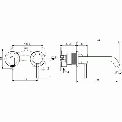Смеситель для раковины Ideal Standard CERALINE (хром) с внутренней частью в комплекте
