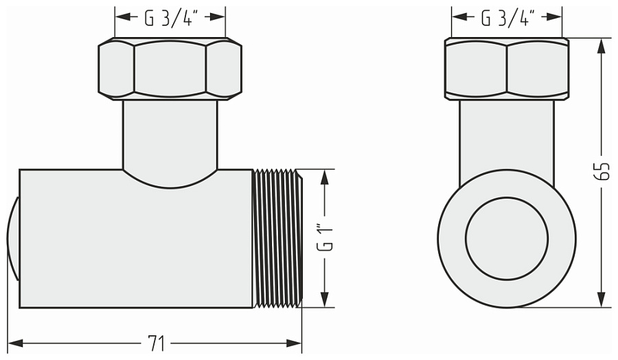 Уголок со спускным клапаном н/ж "СУНЕРЖА" G 1" нар.р. / G 3/4" н. г. (Без покрытия), арт.00-1511-0134