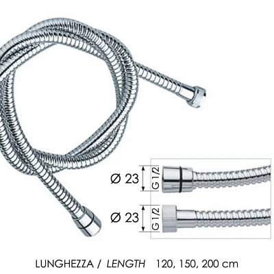 Шланг для душа 150 см Remer 333CN150, хром