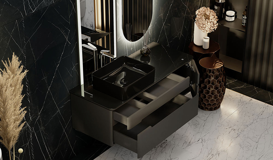 Тумба под умывальник Jorno Shine 120 подвесной антрацит