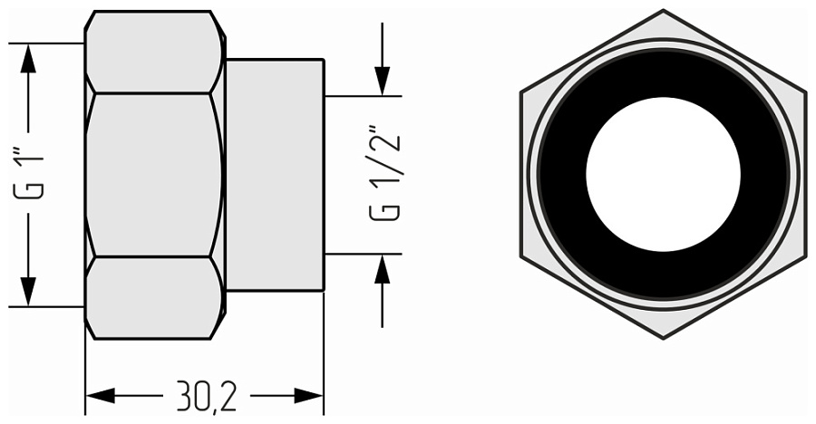 Комплект фитингов Стилье прямой (G 1" НГ х G 1/2" ВР) / 2 шт.