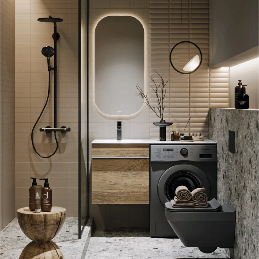 Тумба под раковину Aqwella Terra TER01051DB 53,5 см, подвесная, над стиральной машиной, дуб балтийский