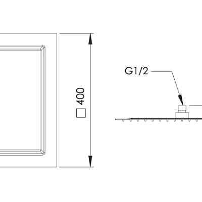 Верхний душ с шарнирным соединением 40 см Remer INOX SS357UFS40X, нержавеющая сталь