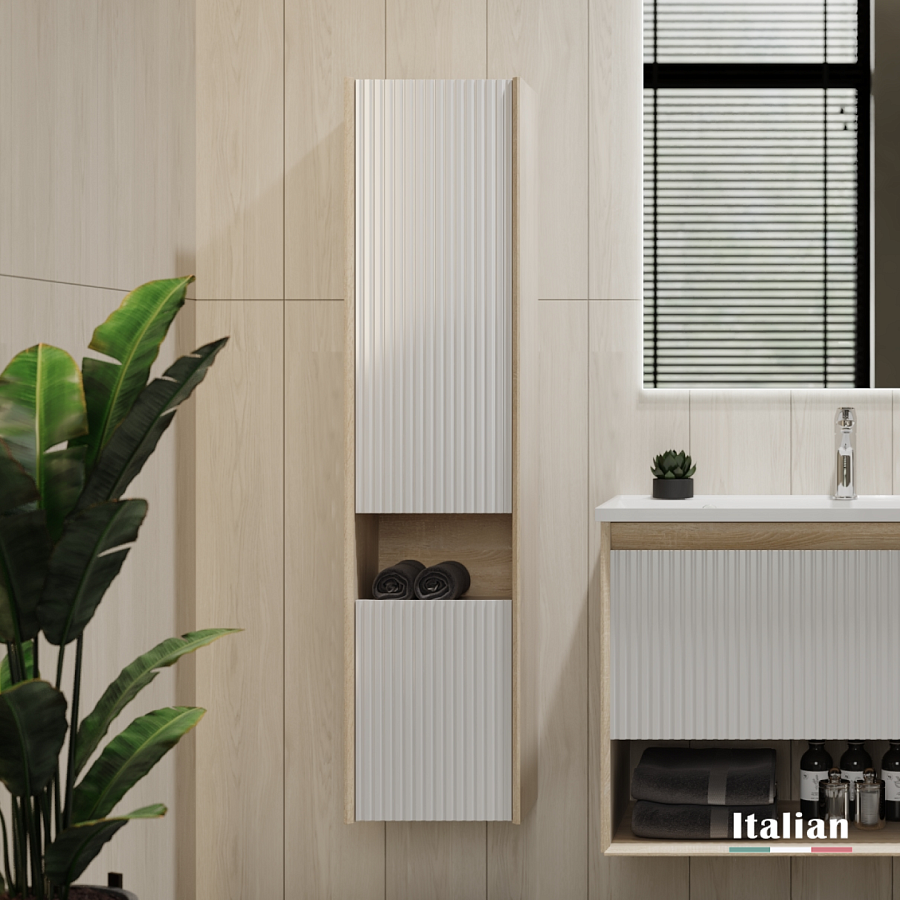 Пенал Jorno Tossony 140 подвесной Сонома светлая/Белый