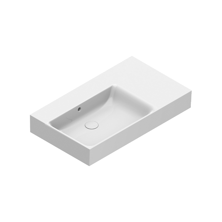 Раковина Catalano Premium 80х47, арт.0220840001, чаша слева, без отв. под смеситель, белый глянцевый