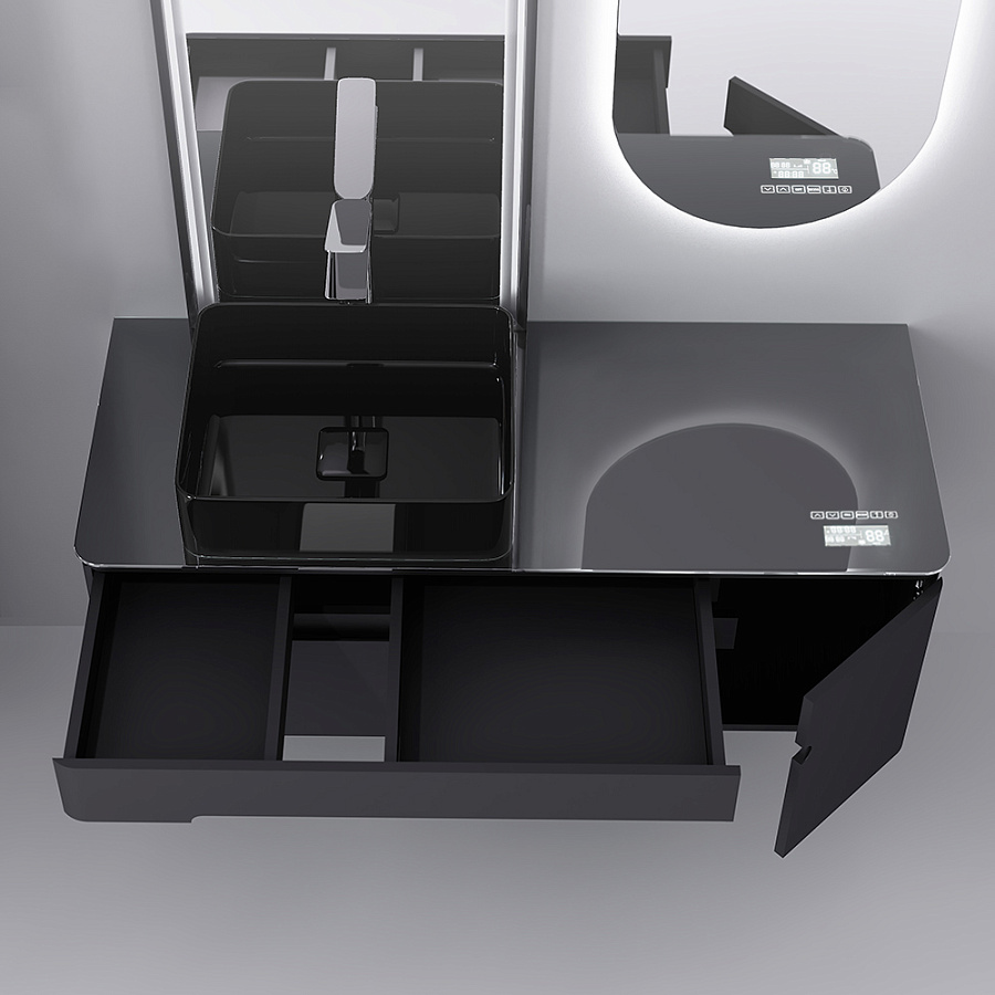 Тумба под умывальник Jorno Shine 120 с МФУ подвесной антрацит