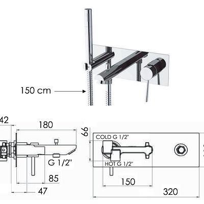 Смеситель для ванны Remer Minimal N04
