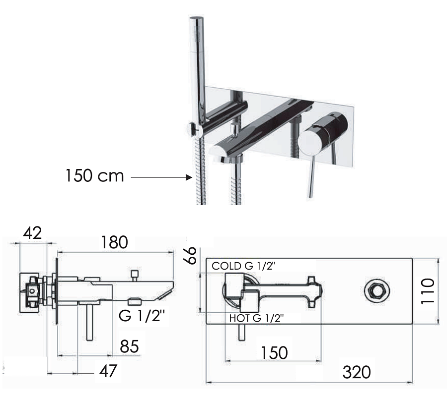 Смеситель для ванны Remer Minimal N04