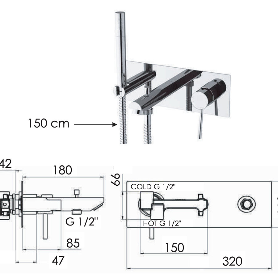 Смеситель для ванны Remer Minimal N04