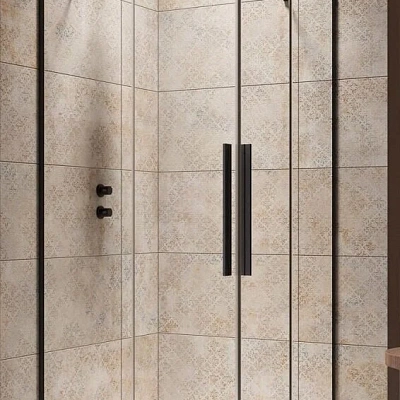 Душевая дверь Radaway Furo KDD Black, 100 x 200 см, с неподвижной частью, стекло прозрачное, профиль черный, левая, 10105100-54-01L