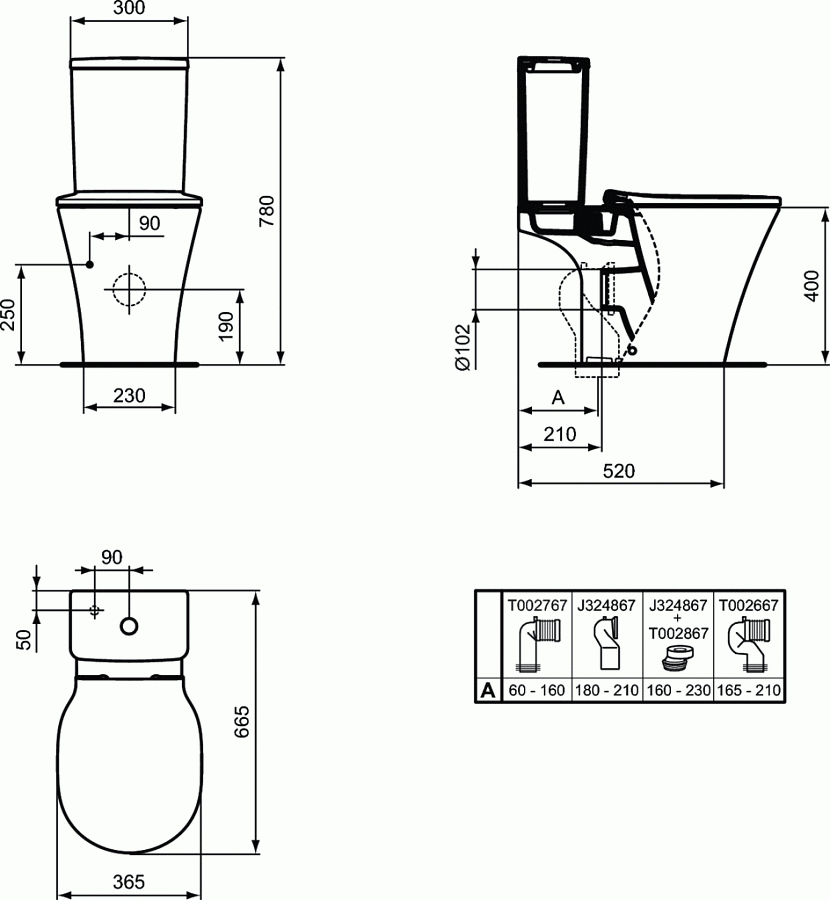 Чаша напольного унитаза Ideal Standard CONNECT AIR AquaBlade® E009701