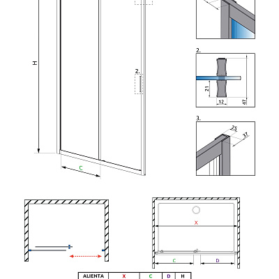 Душевая дверь Radaway ALIENTA DWJ 120x190 стекла прозрачные, профиль хром