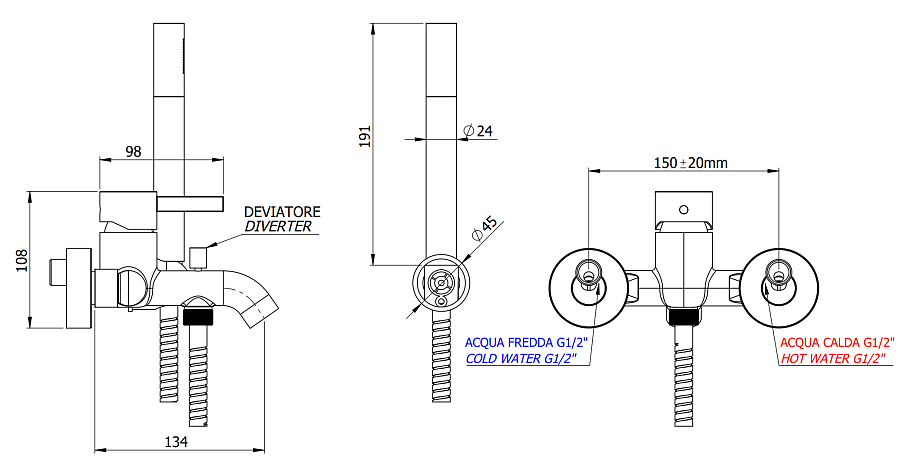 Смеситель для ванны Remer Metrica MC027MD