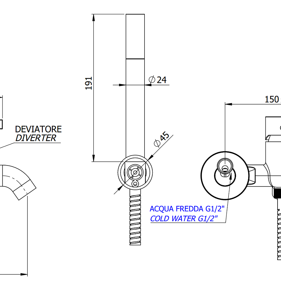 Смеситель для ванны Remer Metrica MC027MD