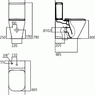 Чаша напольного унитаза Ideal Standard TONIC II AquaBlade® K316901, пристенный