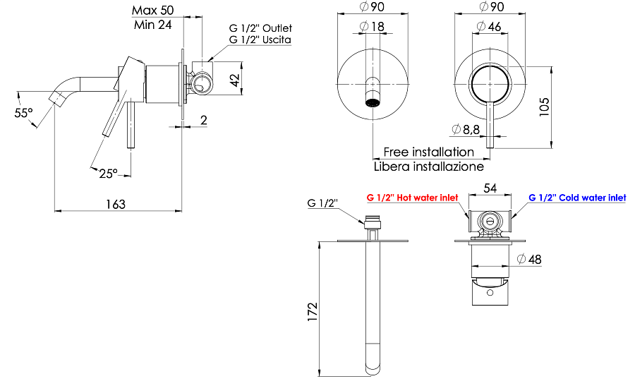 Смеситель для раковины Remer X Style X15C, хром