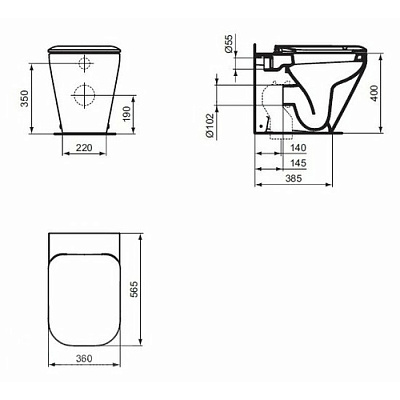 Напольный пристенный унитаз Ideal Standard Tonic II Aquablade K317201 с сиденьем