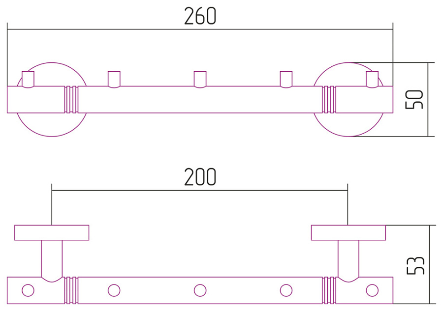 Вешалка КАНЬОН - 5 крючков / L 260 (Золото), арт.03-3000-1005