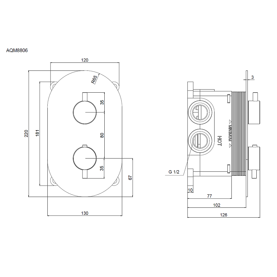 Siena Встраиваемый термостат на 3 потр. в комплекте с внутр. Частью