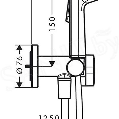 Душевая гигиеническая лейка Hansgrohe Bidette 1jet S EcoSmart+, шланг 125 см, хром, 29234000