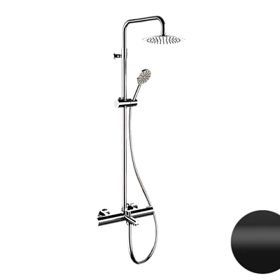 Душевая система термостатическая с изливом Remer EQ34A8MPUFM25NO, черный матовый