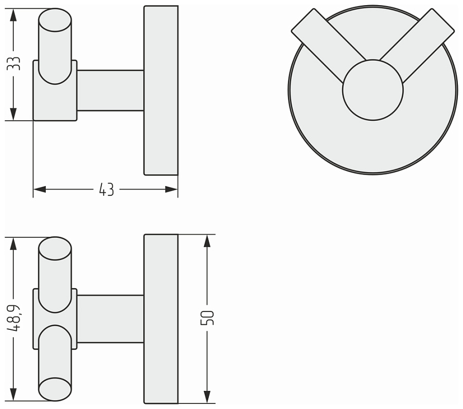 Вешалка ВИКТОРИЯ настенная / L 50 (RAL 1018 Цинково-жёлтый), арт.1018-3007-0000