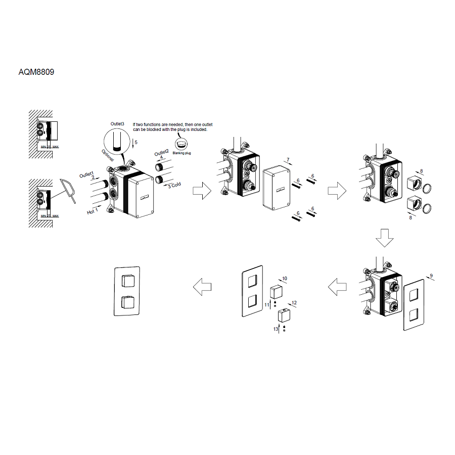 Savona Встраиваемый термостат на 3 потр. в комплекте с внутр. Частью