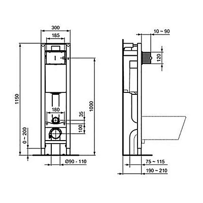 Инсталляция Ideal Standard PROSYS ECO FRAME M, E233267 для унитаза, узкая