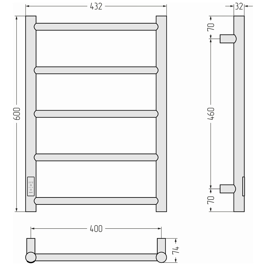 Электрический полотенцесушитель Стилье Формат 27 600х400 левый, Белый, арт.12529-6040