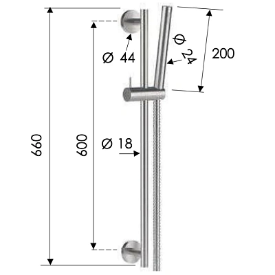 Душевая стойка с ручным душем и шлангом Remer INOX SS317M317MM, нерж. сталь