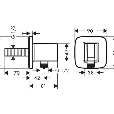Выход на ручной душ Hansgrohe Fixfit Q, с держателем, 26887000