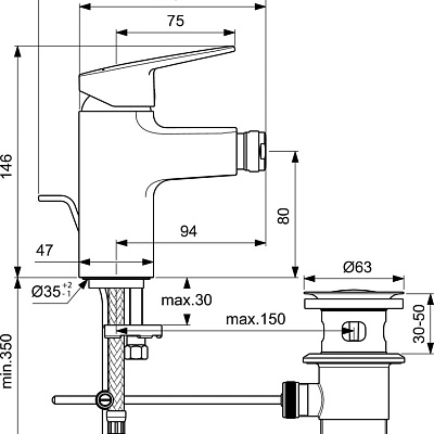 Смеситель для биде Ideal Standard Ceraplan BD248AA хром