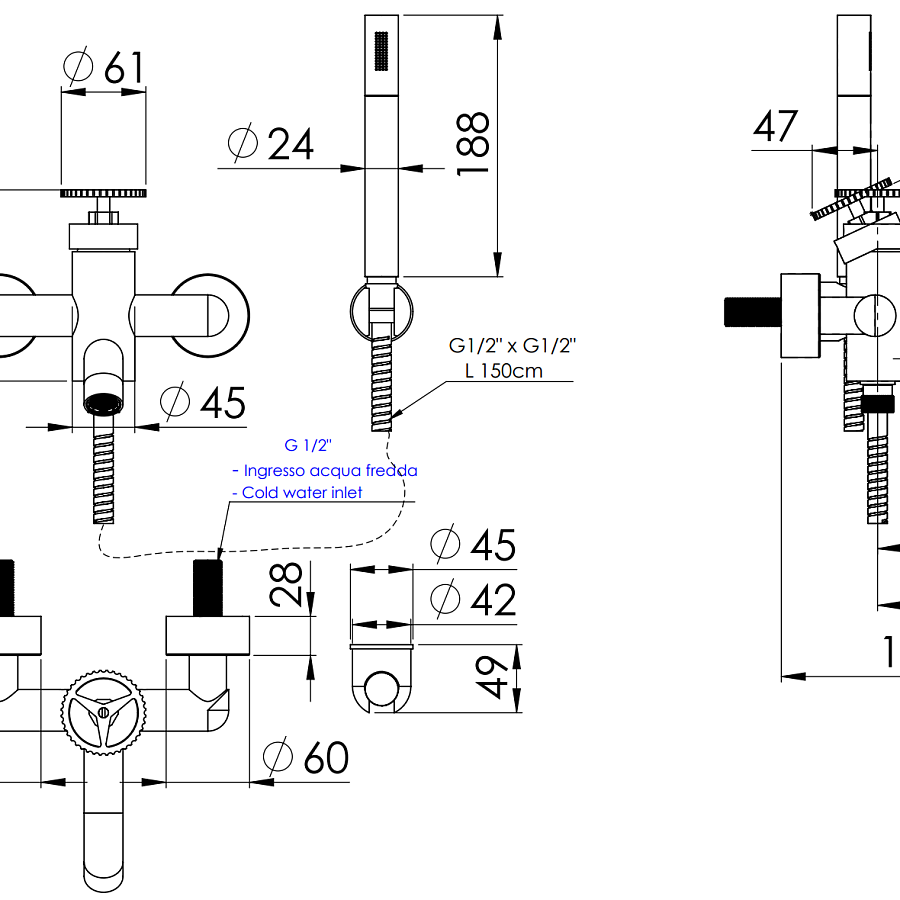 Смеситель для ванны Remer Chrono CH02
