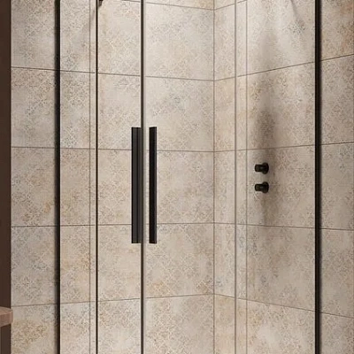Душевая дверь Radaway Furo KDD Black, 90 x 200 см, с неподвижной частью, стекло прозрачное, профиль черный, правая, 10105090-54-01R