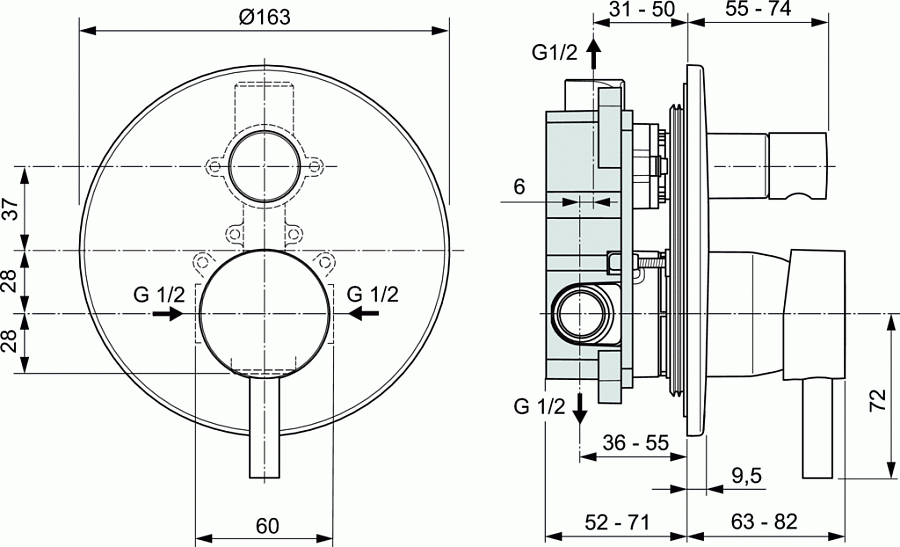 Смеситель Ideal Standard Ceraline A6939AA для душа