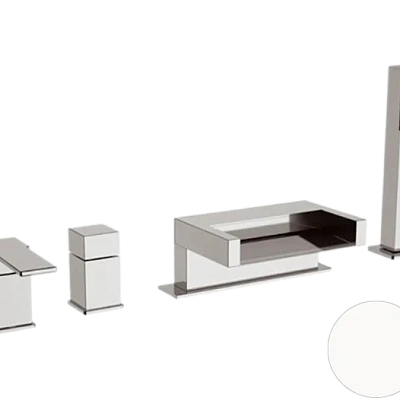 Смеситель для ванны Remer Qubika Cascata QC06BO, белый матовый