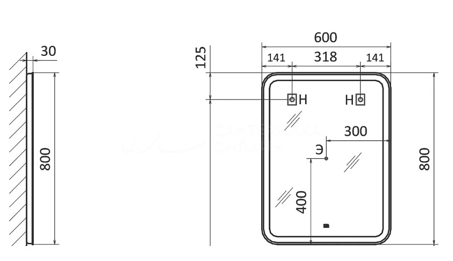 Зеркало Raval Morelle 60 с подсветкой