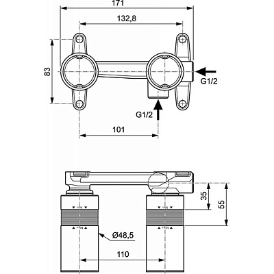Смеситель для раковины Ideal Standard CERALINE (черный матовый) с внутренней частью в комплекте