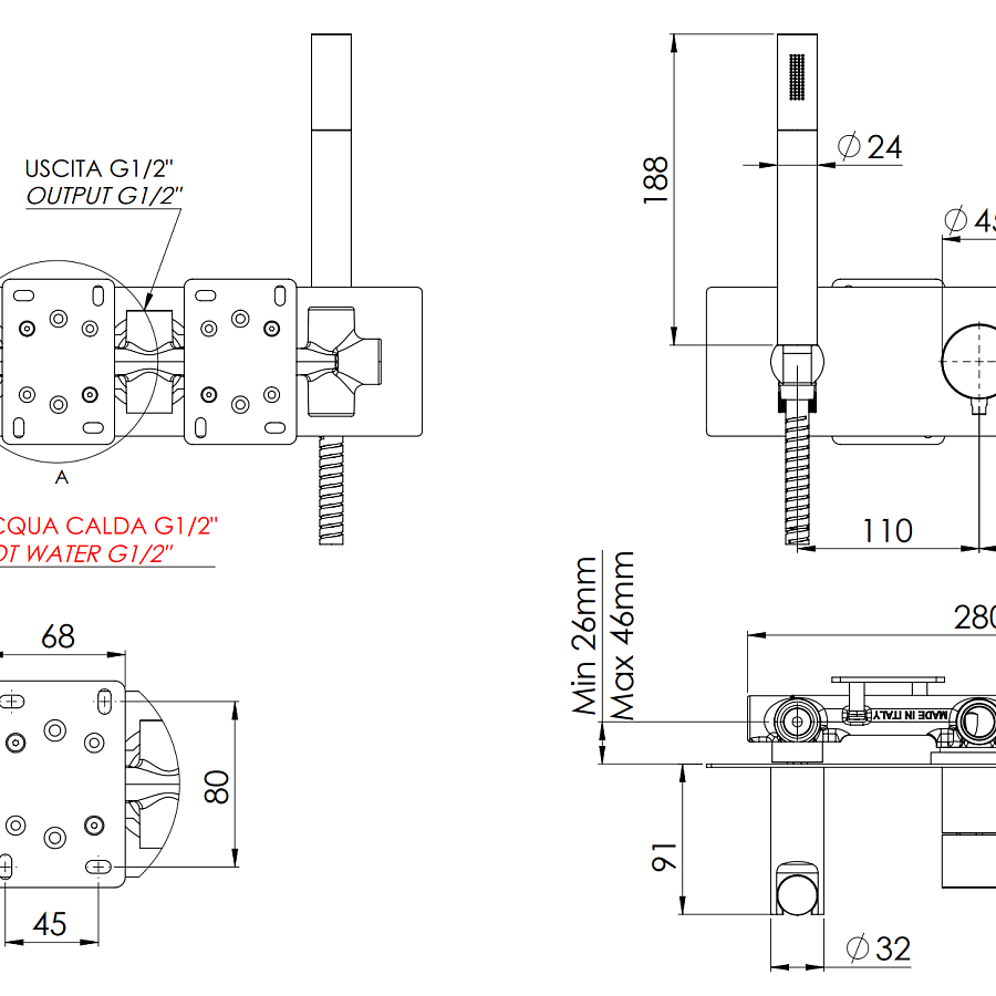 Смеситель для душа Remer Metrica MC97D2, хром