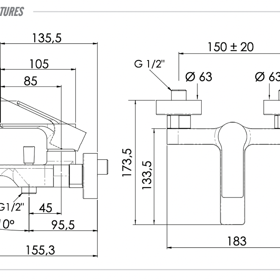 Смеситель для ванны Remer Energy EY05