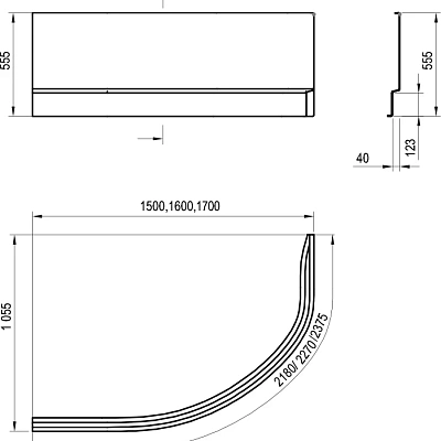 Фронтальная панель для ванны Rosa II 170 см, правая
