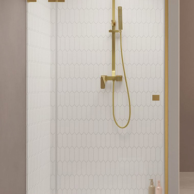 Душевая дверь Radaway Essenza Pro Brushed Gold DWJ 100x200 L стекло прозрачное/профиль брашированное золото