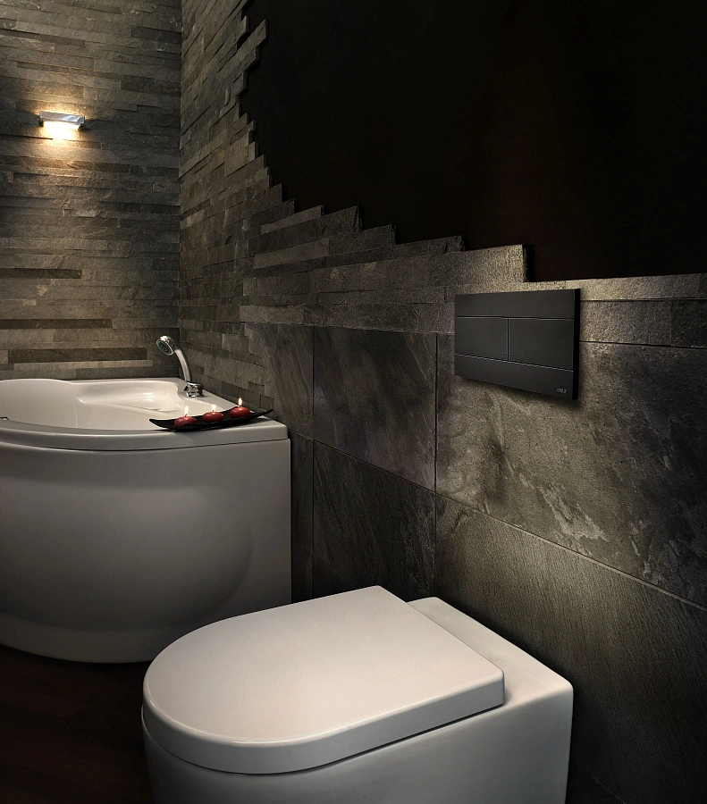 Кнопка смыва механическая OLI Slim 659055 черная soft-touch