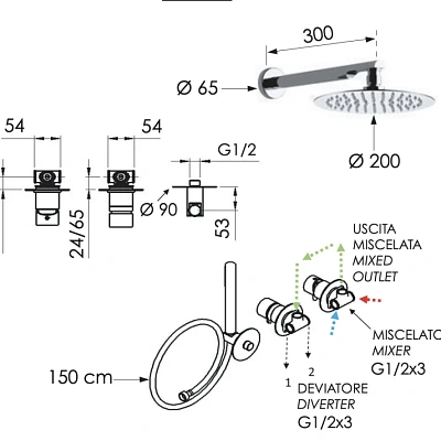 Душевая система Remer X Style X96S02, хром