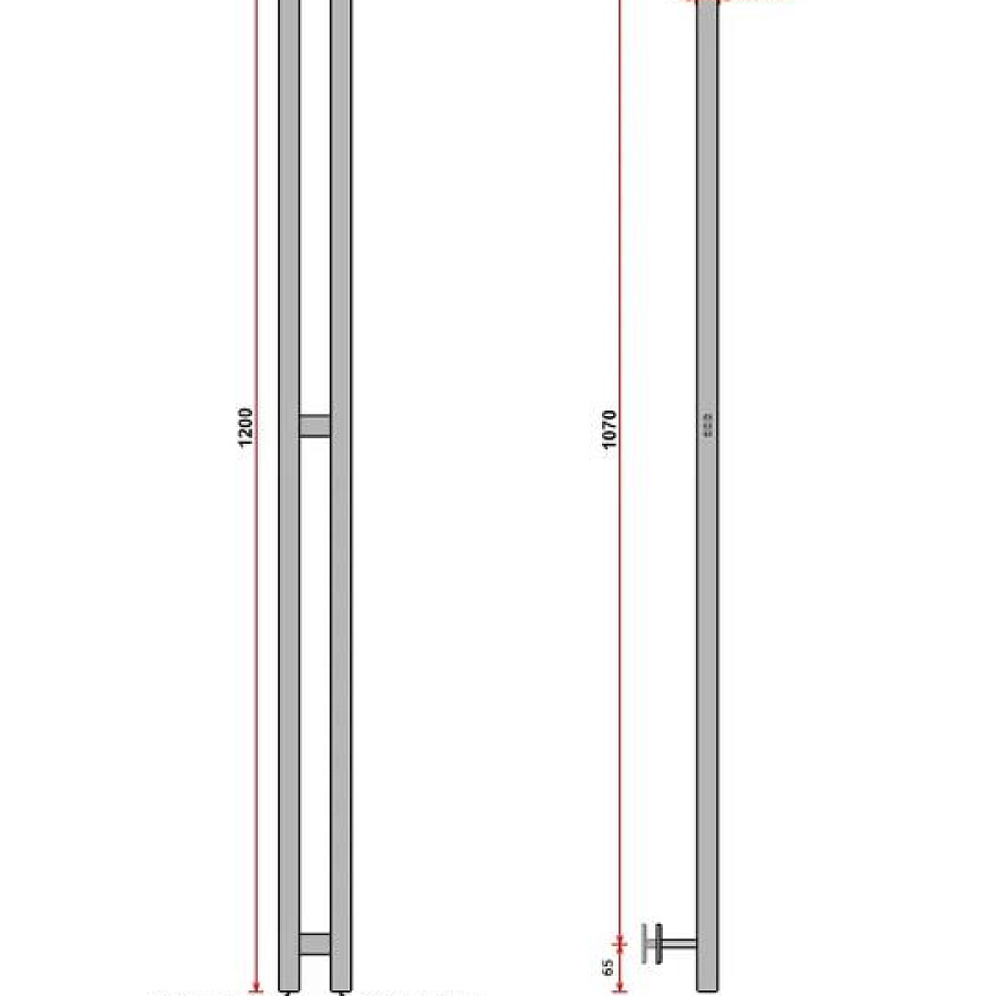 Стойка DUO квадрат 70х1200 Полотенцесушитель TERMINUS золото, арт.4814937027100Золото