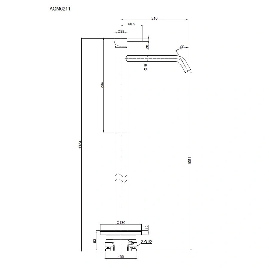 AQM6211CR Siena Смеситель для напольной раковины (монт. часть в комплекте), хром