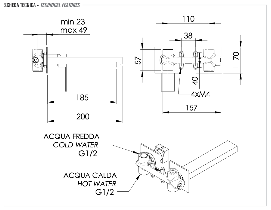 Смеситель для раковины Remer Q-Design QD15P, хром
