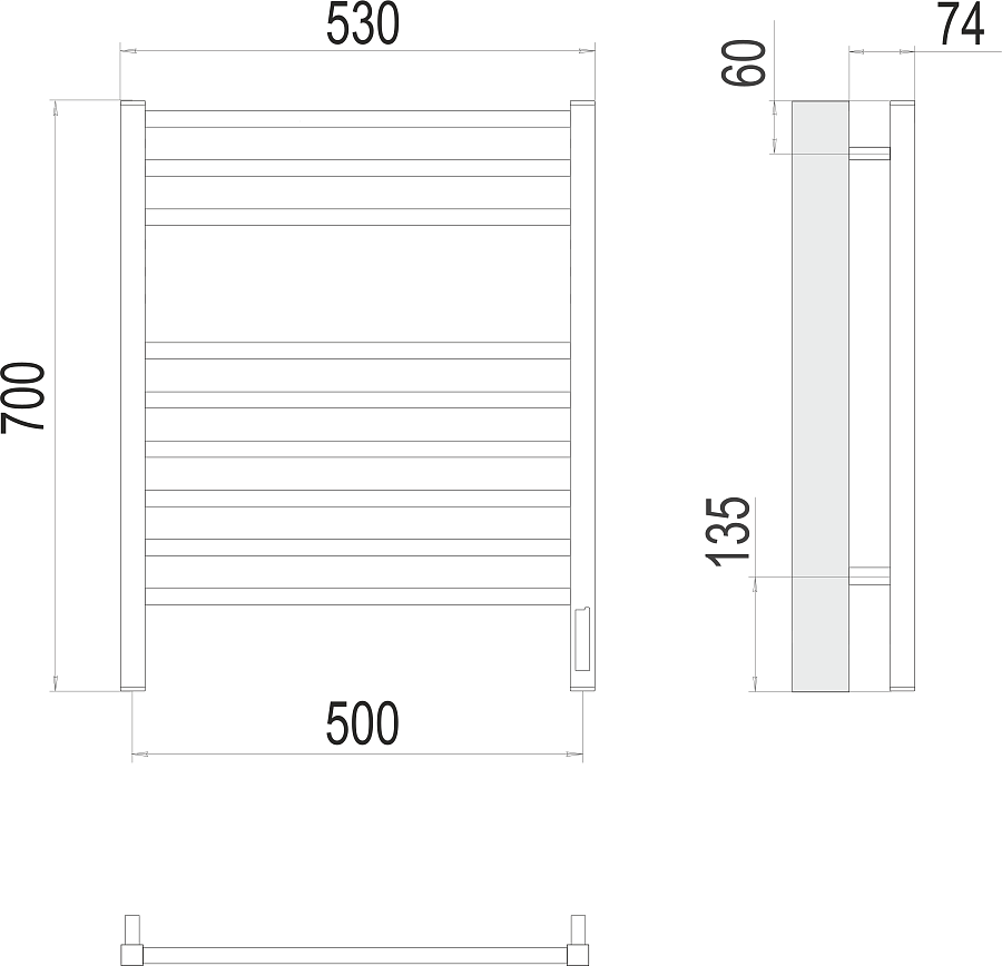 Ватикан П9 500х700 электро (sensor quick touch) Полотенцесушитель TERMINUS), арт.4670078526229