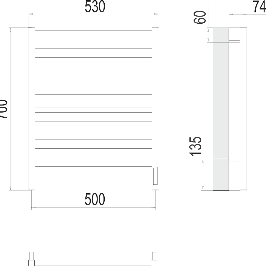 Ватикан П9 500х700 электро (sensor quick touch) Полотенцесушитель TERMINUS), арт.4670078526229
