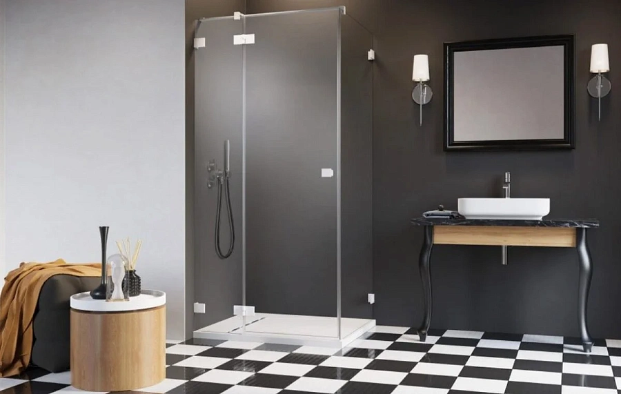 Душевая дверь Radaway Essenza Pro White KDJ 90L, 90 х 200 см, с неподвижной частью, стекло прозрачное, профиль белый, левая, 10097090-04-01L